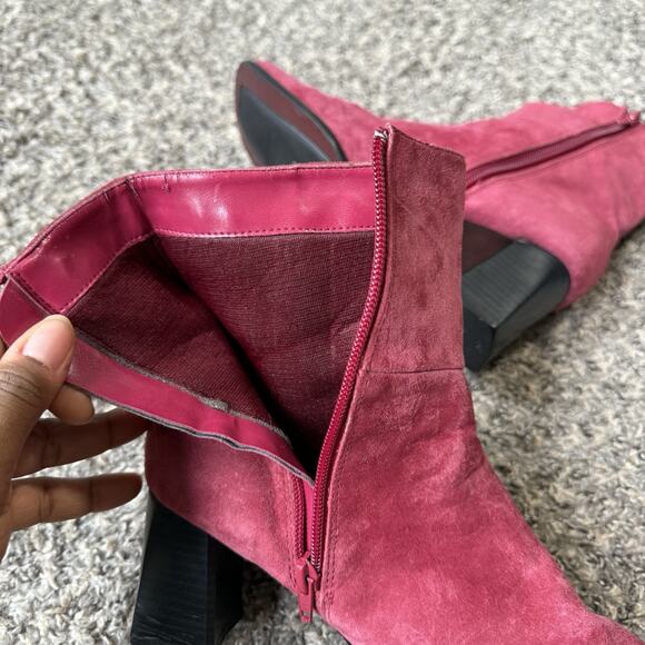 VTG Y2K Chadwick’s Boots Red Suede Leather Square Toe Block Heel Size 8 M Retro - Picture 11 of 11